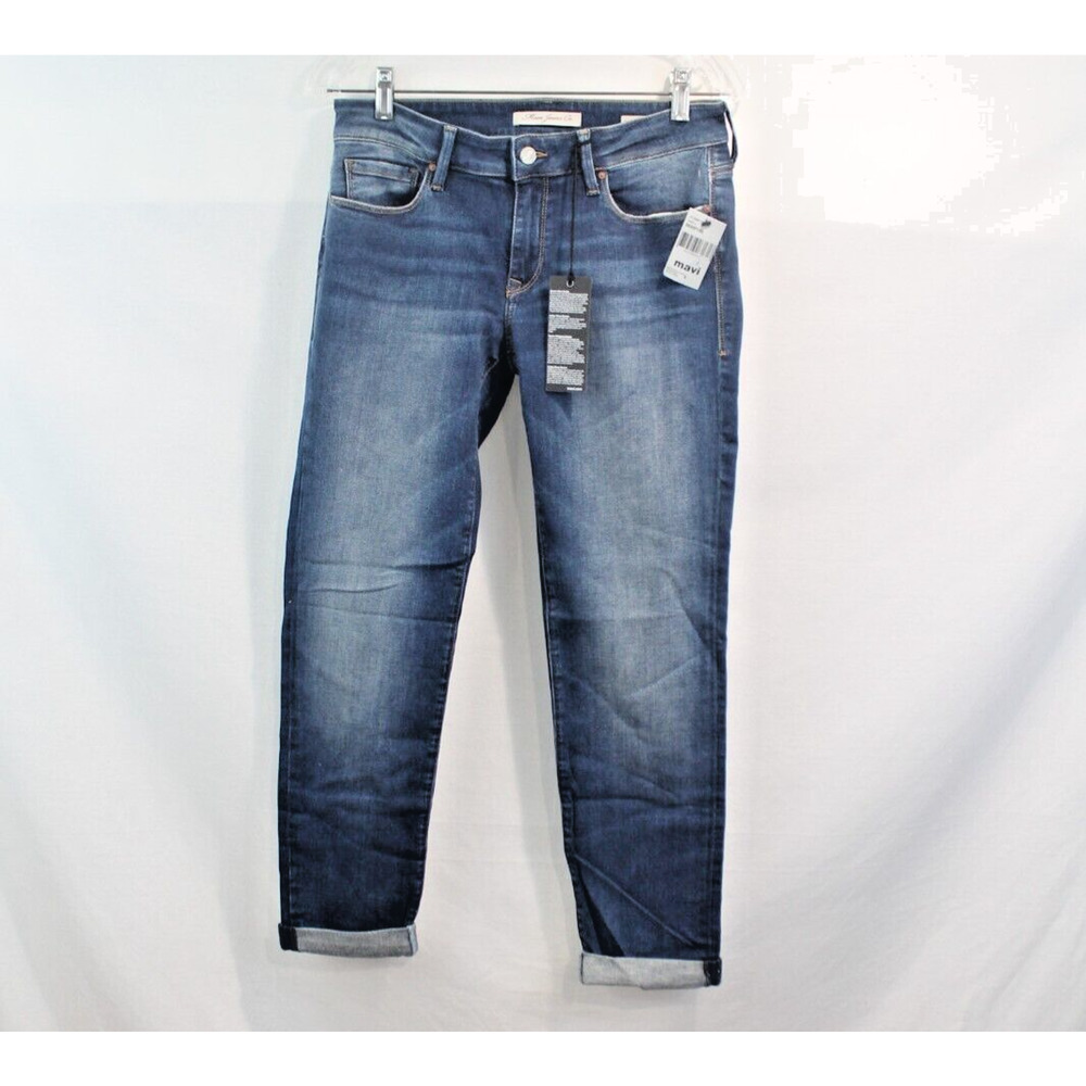 Mavi Jeans Emma Slim Boyfriend Womens size 27 Blue Denim Stretch Cuff Hem